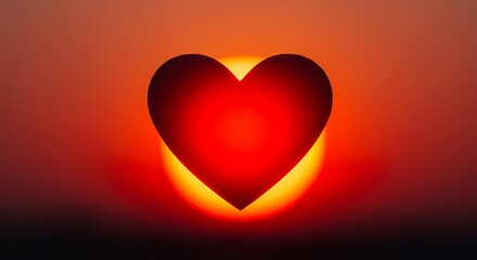 Heart Silhouette Against Sunset Background