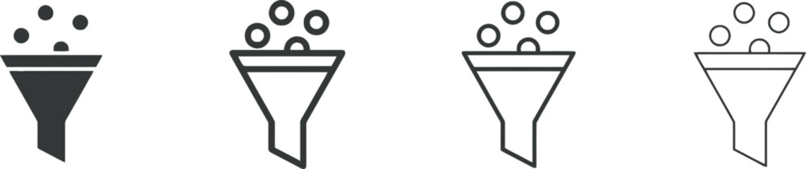 Funnel Icons: Minimalist Line Art for Marketing and Conversion Graphics