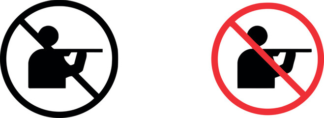 No Shooting Icons: Minimalist Line Art for Safety and Prohibition Graphics