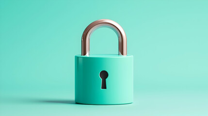 Teal Padlock on Mint Green Background