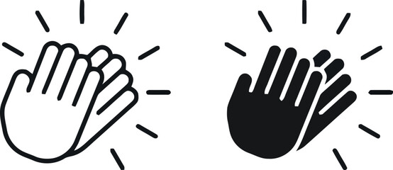 Clapping Hands Icons: Minimalist Line Art for Celebration and Applause Graphics