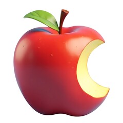 Juicy red apple with a bite vibrant 3D render on white background