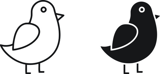 Minimalist Bird Icons: Black and White Line Art Design for Nature, Wildlife, and Eco-Friendly Projects
