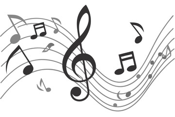 Musical notes stave, line pattern. symbols or icon for staff and music key note theme. Treble background wave. Piano, jazz sound notes. Vector key sign.