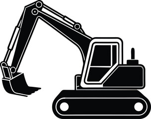 Excavator silhouette vector 