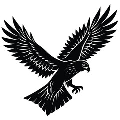 Obraz premium Black and White Eagle Vector Illustration: Majestic Bird of Prey in Flight, Detailed Graphic Design for Logos and Art Projects
