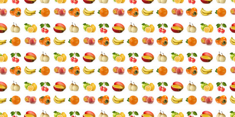 Seamless pattern of fresh and vibrant fruits representing healthy eating and dieting
