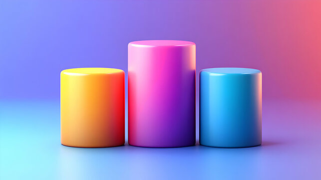 Colorful Cylinders Podium on Gradient Background