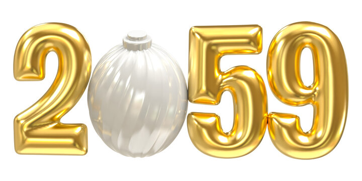Happy New Year, Number 2059 Gold 3d Render
