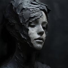 Portrait of a Woman in Clay – Surreal Symbol of Fragility and Inner Transformation