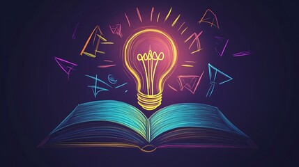 creative idea generation creative mindset innovation Creative ideas from an open book and light bulb.