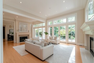 Luxurious open-plan living area with patio