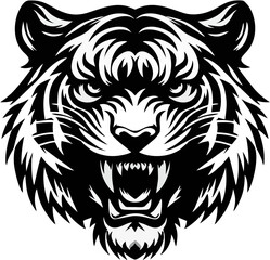 Obraz premium Angry Tiger Vector Illustration – Fierce Wild Animal Design