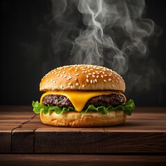 hamburger on black background
