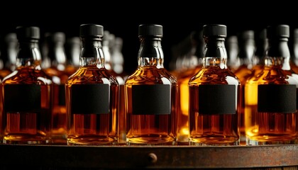 Amber bottles with black labels