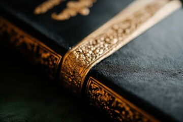 Ornate black leather book