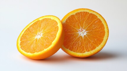Two Halves of a Juicy Orange, Vibrant Citrus Fruit, Delicious and Refreshing.