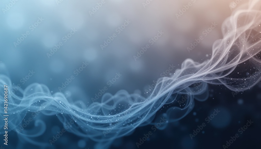Poster flowing waves of light and color abstract art digital background soft focus ethereal concept