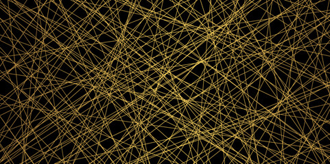 Seamless luxury geometric premium golden random chaotic scribble lines on transparent background. Abstract black background colorful lines. Futuristic digital smoke motion backdrop technology texture.