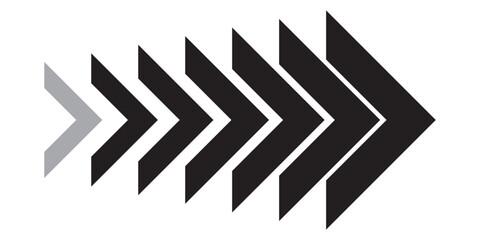 Dynamic Moving Arrow icon. Chevron arrow icon. Moving arrows icon. blend effect, pointer, speed direction, road caution, military, navigation sign isolated on white background. Dynamic moving arrow.