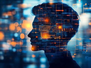 Digital Brain Human Head Technology Concept