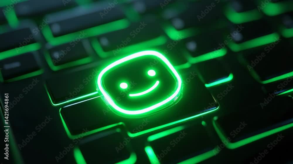 Aufkleber smiley face glows in different colors on keyboard keys