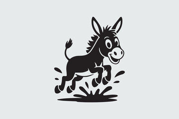 donkey jumping illustration vector