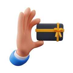 3d illustration of hand holding gift card
