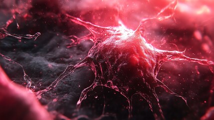 Microscopic Cancer Cell Growing Rapidly Red Blood Cell