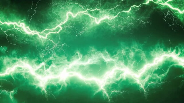 Electrifying Green Lightning Bolt Across a Dark Sky