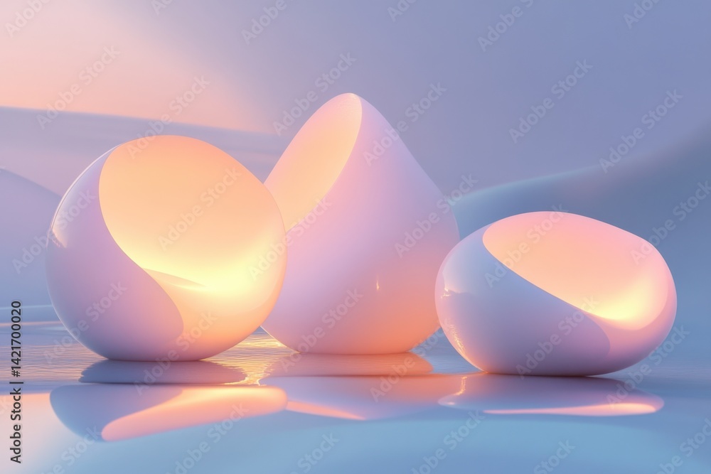 Poster modern luminous sculptures create a calming atmosphere in a serene setting