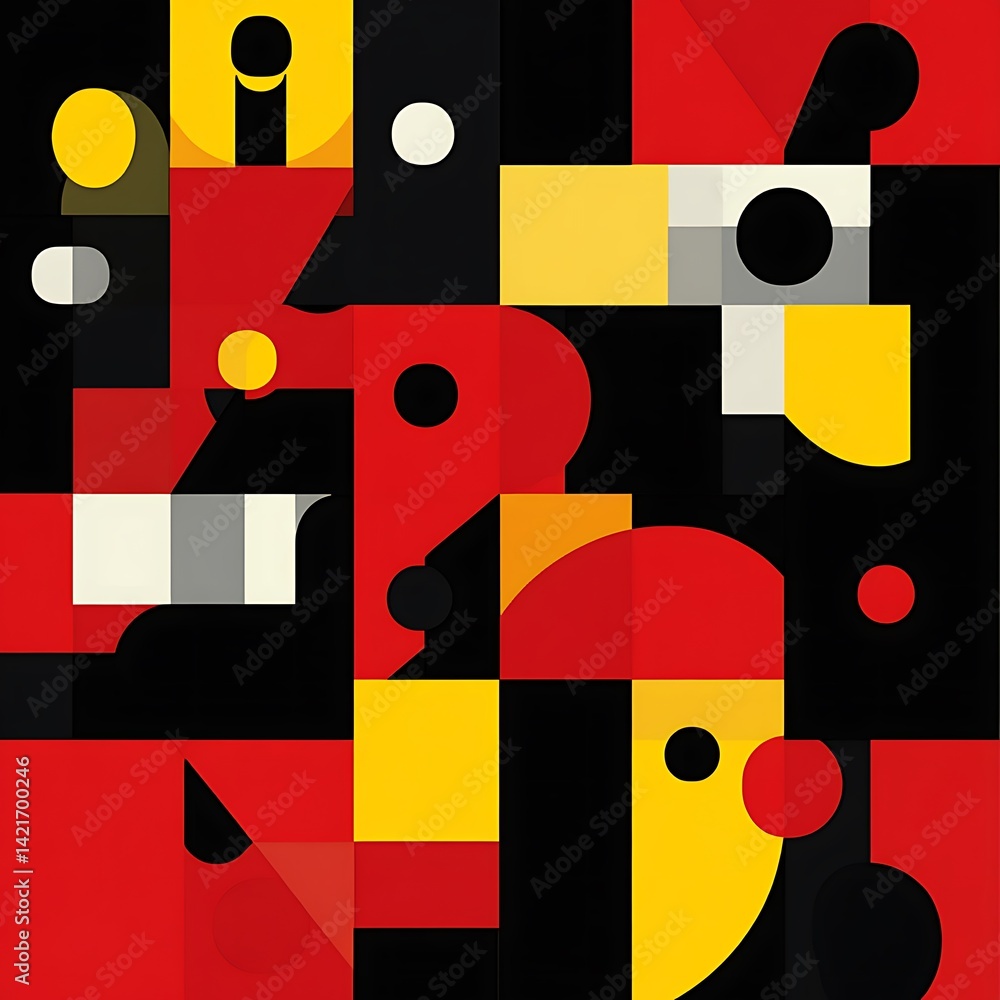 Poster abstract geometric pattern with bold shapes and vibrant colors. a composition of squares, rectangles