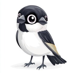 Fototapeta premium Detailed black and white illustration of a baby roadrunner set against a minimalist backdrop
