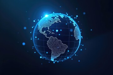 Fototapeta premium Digital Globe with Binary Code and Glowing Particles in a Futuristic Global Network Design