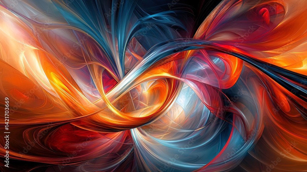 Poster vibrant colorful abstract design with luminous depth and cinematic lighting creating an enchanting v