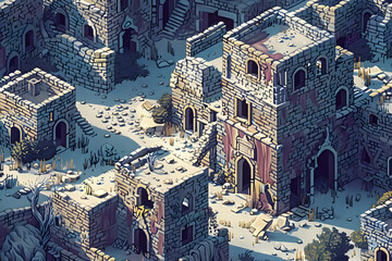 Desolate Stone Ruins in Arid Landscape
