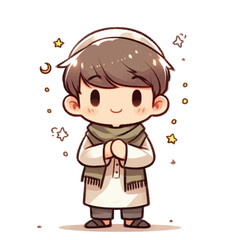 Cute little cartoon boy vector illustration shows a smiling child full of fun and joy