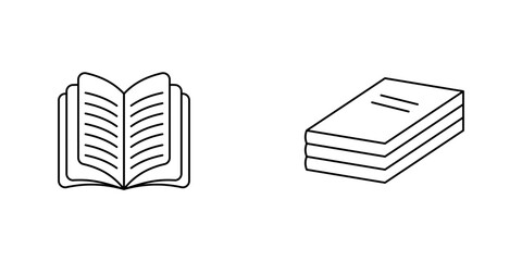Book Icon Set. Different Open Book Collection. Symbol Of Ebook. Vector Illustration.