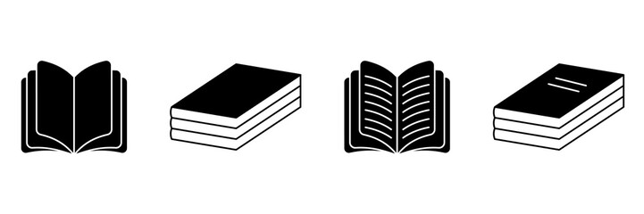Book Icon Set. Different Open Book Collection. Symbol Of Ebook. Vector Illustration.