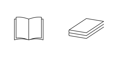 Book Icon Set. Different Open Book Collection. Symbol Of Ebook Isolated on white background. Vector Illustration.