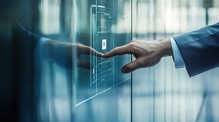 Interactive technology showcase business environment digital interface modern office futuristic viewpoint