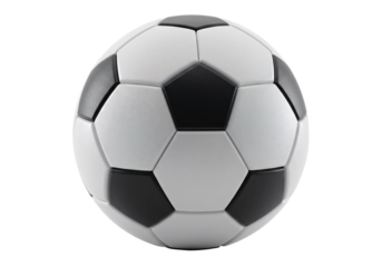 Classic black and white soccer ball isolated on white background. Great for sports, games, football training, competition, and athletic activities.

