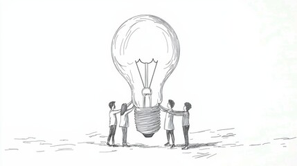 Collaborative innovation concept creative workshop illustration teamwork studio environment group perspective