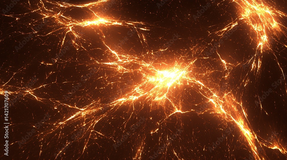 Poster captivating display of sparks showcasing random symmetry and diffused glow from a high angle creatin