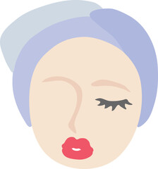 메이크업 립스틱 바른 얼굴 (일러스트)