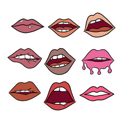 Set of Lips Colors, Vector Illustration for decoration crafts project, card, background and any design.