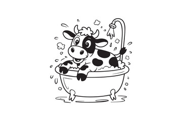 cow bathtub illustration vector
