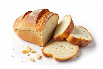 Bread with Rustic Scoring Pattern and Golden Crust on a White Background