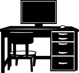 Desk Icon – Minimalist Office Furniture Symbol in Vector Style