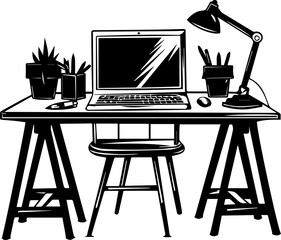 Desk Icon – Minimalist Office Furniture Symbol in Vector Style